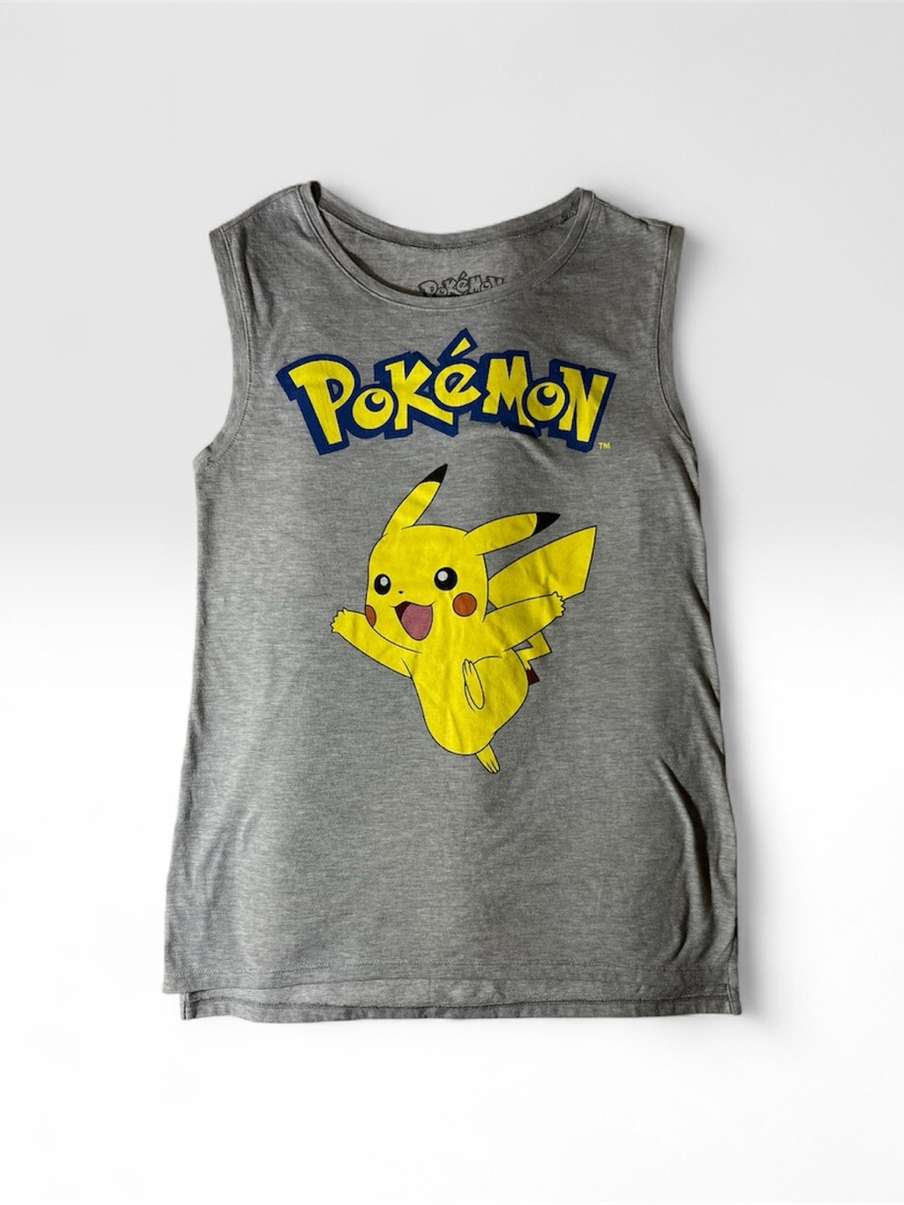 Pokemon Grey Tank Top with Bright Yellow Pikachu Graphic